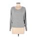 By & By Long Sleeve Top Gray Color Block Scoop Neck Tops - Women's Size Medium