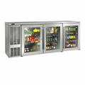 Perlick BBS84-SG-L-STK 84" Bar Refrigerator - 3 Swinging Glass Doors, Stainless, 120v, Silver