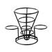 GET 4-361843 5" Round Wire Fry Cone Basket w/ (3) Condiment Holders - 7"H, Iron, Black, Iron Powder Coated