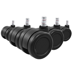 hjh OFFICE 5x Hartbodenrollen ROLO COLOR 60 11mm / 60mm Büro-Stuhl-Rollen für Hartböden (5er Pack) schwarz/schw