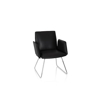 Besucherstuhl / Kufenstuhl DESIGNIA V Kunstleder schwarz hjh OFFICE Image