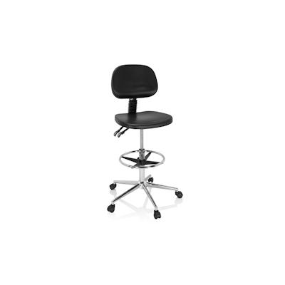 Drehhocker / Arbeitsstuhl TOP WORK 24 I Hartschaum schwarz Chrom hjh OFFICE Image