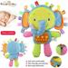 SUTENG Baby Tags Toy Taggie Security Blanket Elephant Stuffed Toy Baby Plush Sensory Tag Toy with Ribbons & Rattle Baby Gifts for Newborns Infant
