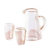 Farfi 1Set Miniature Tea Bottle Transparent Anti-dust Portable Dollhouse Miniature Tea Dish Cup for Children (Type A)