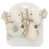 2pcs Orff Cotton Handbells Soothe Baby s Hand Bells Baby Music Toys (Ivory)