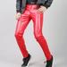 Aayomet Joggers for Men Leather Pants Leggings Tight Elastic Warm Trend Motorcycle Leather Pants (Red 36/XXL)