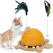 3-In-1 Cat Scratching Toy Interactive Cat Scratcher Ball with Feather Toy & Wooden Track Balls Cute Turtle Shape Cat Scratch Board to Relieve Itchy Paws Promote Training Exercise