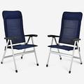 Set Of 2 Patio Chairs Folding Outdoor Chairs High Back Recliner With Headrest And Armrests 7 Levels Adjustable Camping Chairs Safe Lock Lawn Chairs Porch Balcony Furniture Blue