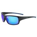 Cliff Weil Optic Edge Stowaway Wraparound Sports & Motorcycle Sunglasses for Men or Women Gloss Black Frame w/ Dielectric Blue Mirror Lens