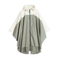 Waterproof Lightweight Hooded Raincoat Rain Jacket Batwing-Sleeved Poncho - Wasabi Green Beige as described