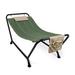 Hammock Bed with Stand Swing Bed with Storage Pouch and Heavy-Duty Steel Frame Outdoor Camping Hammock with a Padded Pillow for Patio Backyard Garden Poolside Deck Balcony Lawn Green