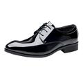 dmqupv Men Leather Dance Shoes Comfortable Business Lace Up Leisure Solid Color Leather Mens Leather Slip on Shoes Wide Width Shoes Black 9