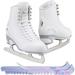 HetayC Figure Ice Skates for Women Girls in White Color Bundle with Guardog Skate Guards