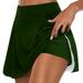 knqrhpse Mini Skirt Casual Dresses Skirts for Women Summer Dresses for Women Womens Casual Solid Tennis Skirt Yoga Sport Active Skirt Shorts Skirt Mini Dress Green Dress L