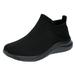 ZIZOCWA Solid Color Mesh Breathable Work Sneaker for Men Comfortable Non Slip Soft Sole Casual Slip-On Tennis Shoes Ankle Stretch Cloth Black Size40
