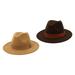 Segolike 2x Women Flat Top Fedora Hat Wide Brim British Winter Outdoor Fishing Hat
