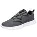 ZIZOCWA Fashion Autumn Flat Work Sneaker for Men Lightweight Lace-Up Solid Color Leather Casual Sports Shoes Comfortable Tennis Shoe Grey Size45