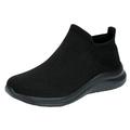 ZIZOCWA Solid Color Mesh Breathable Work Sneaker for Men Comfortable Non Slip Soft Sole Casual Slip-On Tennis Shoes Ankle Stretch Cloth Black Size43