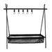 Cookware Hanging Rack with Under Net Bag Hanging Organizer Stand Support Bracket 8kg Bearing Weight Foldable Portable Campsite Storage Rack with Hooks & Mesh Basket