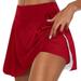 knqrhpse Mini Skirt Casual Dresses Skirts for Women Summer Dresses for Women Womens Casual Solid Tennis Skirt Yoga Sport Active Skirt Shorts Skirt Mini Dress Red Dress L