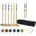 GSE Six Player Croquet Set with Classic/Deluxe Wooden Mallets Colored s Sturdy Carrying Bag for Adults & Kids Perfect for Outdoor Lawn Backyard Park(Classic Set)
