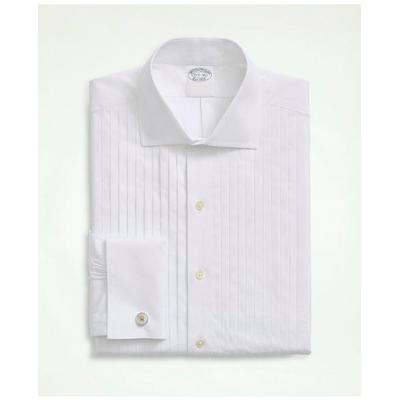 Brooks Brothers Men's Stretch Cotton Broadcloth English Collar, 10-Pleat Tuxedo Shirt | White | Size 17½ 35