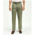 Brooks Brothers Men's Pleat-Front Cotton Vintage Chino Pants | Green | Size 34 32