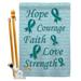 Breeze Decor BD-ST-HS-115092-IP-BO-D-US12-BD 28 x 40 in. Hope Faith Courage Teal Inspirational Support Impressions Decorative Vertical Double Sided House Flag Set with Pole Bracket Hardware