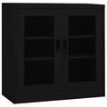 moobody Office Cabinet with Adjustable Storage Shelves and 2 Glass Doors Steel Filing Cabinet Black for Office Living Room Bedroom Home Furniture 35.4 x 15.7 x 35.4 Inches (W x D x H)