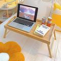 yiyang Portable Bamboo Bed Tray Table with Foldable Legs Breakfast Tray Wooden Frame Folding Table Small Office Desk