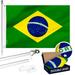 G128 Combo Pack: Flag Pole 6Ft Silver Tangle Free & Brazil Brazilian Flag 3x5FT Double Sided Embroidered