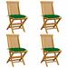 moobody Set of 4 Wooden Garden Chairs with Green Cushion Teak Wood Foldable Outdoor Dining Chair for Patio Balcony Backyard Outdoor Indoor Furniture 18.5in x 23.6in x 35in
