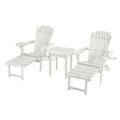 Oceanic Collection Adirondack Chaise Lounge Chair Foldable cup and glass holder built in ottoman Set of 2 Lounge chairs and 1 end table