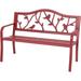 Outdoor Patio Metal Park Bench Red Steel Bench with Backrest Armrests for Porch Patio Garden Lawn Balcony Backyard Indoor 50.4â€�Wx23.5â€�D x35.0â€�H