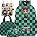 Demon Slayer 7PCS Cartoon Shoulder Backpack Kids Backpack Kids Backpacks for Boys Elementary School Bags Backpack with Pencil Cas with Lunch Bag And Pencil Case for Teenage Boys and Girls