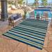 Gertmenian Fosel Muxia Aqua Blue Modern Stripe Indoor/Outdoor Area Rug Blue 8 9 x 13 Polypropylene 9 x 12 Modern & Contemporary