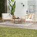 Walker Edison Modern Solid Wood 3-Piece Slatted Outdoor Chat Set Natural