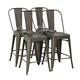 YRLLENSDAN Metal Bar Stool Set of 4 Counter Height Barstool with Back 24 Inches Seat Height Industrial Bar Chairs Patio Stool Stackable Stool Indoor Outdoor Metal Bar Stool Kitchen Stools (Bronze)