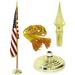 Indoor American Cotton Flag Flagpole Base & Tassel (Spear Plastic 9 Ft Oak Pole)