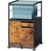 2 Drawer File Cabinet Mobile Printer Stand with Open Shelf Wood Filing Cabinet fits A4 or Letter Size for Home Office Rustic Brown