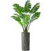 Artificial Tree In Modern Granite Effect Planter Fake Monstera Silk Tree For Indoor And Outdoor Home Decoration - 65 Overall Tall (Plant Plus Tree)