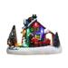 Christmas Village Figurines Decoration Set Lighted LED Christmas Village Houses with Figurines and Snow Blanket Roll for Christmas Town Scene Desktop Ornaments Battery Operated Landscape Decor