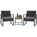 CL.HPAHKL 3 Piece Patio Furniture Set outdoor Furniture Patio Set Patio Chairs Conversation Set Small Patio Set for Outdoor Patio Backyard Front Porch Balcony Bistro Lawn Grey