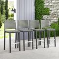 Corvus Plymouth Patio Aluminum 30-inch Outdoor Wicker Bar Stools (Set of 4) Grey