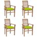 moobody 4 Piece Patio Chairs with Seat Cushion Teak Wood Outdoor Dining Chair Set Wooden Armchairs for Garden Balcony Backyard Furniture 24.4 x 22.2 x 37 Inches (W x D x H)