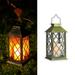 Outdoor Hanging Solar Lanterns LED Lanterns Solar Powered with Candle Flickering Flameless Candle Decorative Lights for Patio Garden Walkway Table Fence Bronze