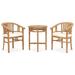 vidaXL Solid Teak Wood Garden Dining Set 3 Piece w/without Cushion Cream/Gray