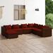 moobody 7 Piece Patio Lounge Set with Cushions 3 Corner Sofas 3 Middle Sofa and Footrest Conversation Set Poly Rattan Brown Outdoor Sectional Sofa Set for Garden Balcony Yard Deck