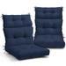 EAGLE PEAK Tufted Outdoor/Indoor High Back Patio Chair Cushion Set of 2 46 x 22 in Dark Blue