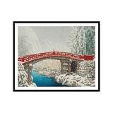 Poster Master Vintage Hasui Kawase Poster - Retro Snow at Sacred Bridge in Nikko Print - Japanese Art - Gift for Him Her Travel Lover - Wall Decor for Home Office Bedroom - 16x20 UNFRAMED Wall Art